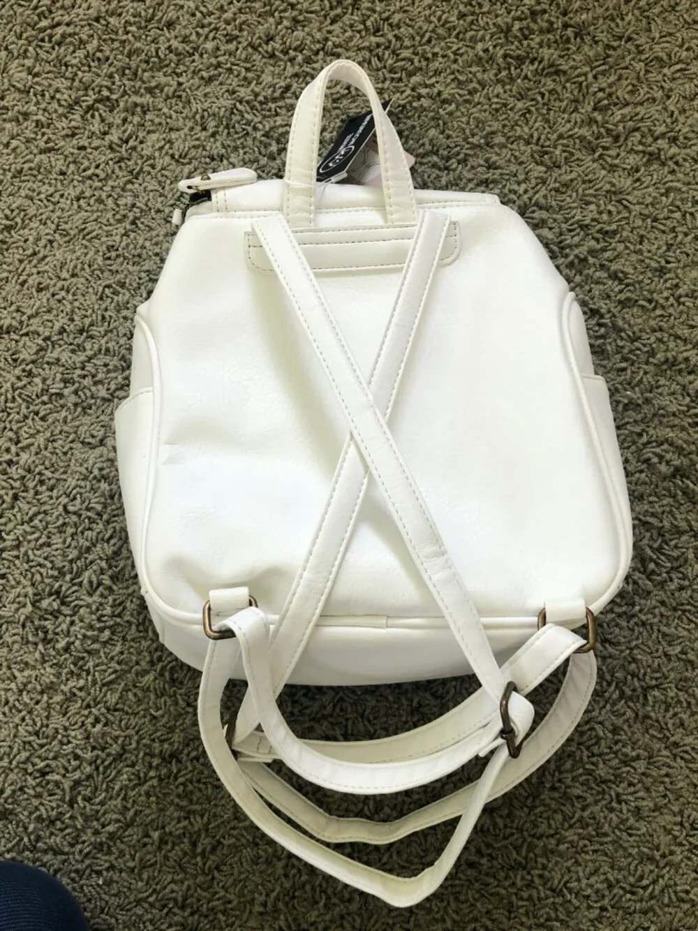 White Mountain White Faux Leather Multi-Pocket Backpack School NWT
